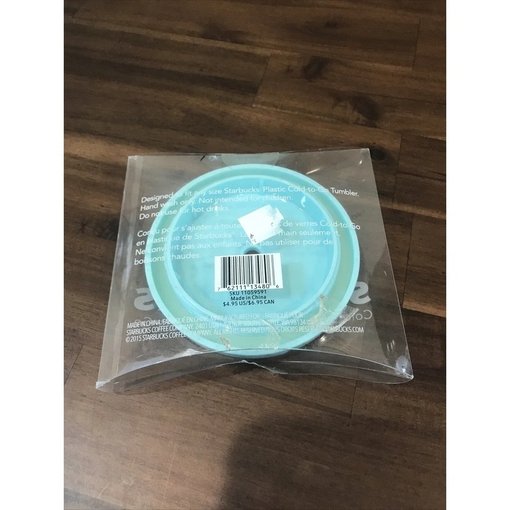 Starbucks Teal Cold-To-Go Lid Pink/Black Circles NEW cover‎ seal 4